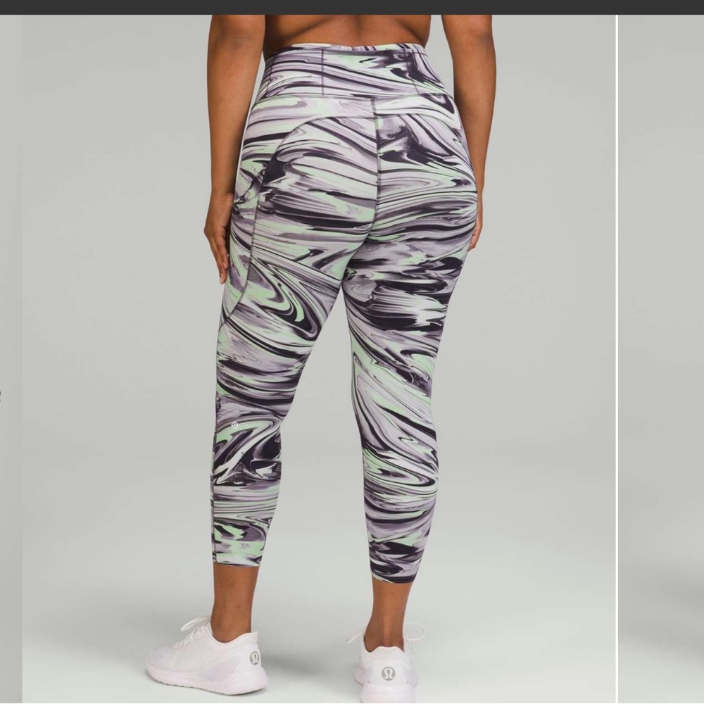 Lululemon Fast and Free High Rize 25” Paint Glide Warp Sz 2
